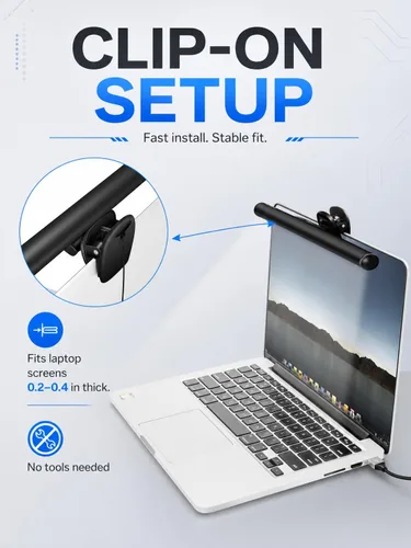 Vista 3 de Barra de luz para monitor de laptop, lámpara LED de lectura electrónica USB, 3 temperaturas de color ajustables, 10 niveles de brillo de atenuación