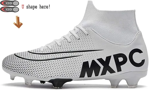 Vista 3 de GTY Botas de fútbol para hombre tacos de fútbol firmes Hightop para entrenamiento atlético