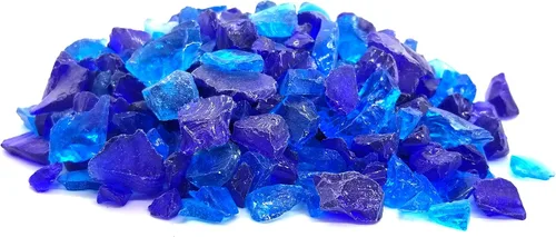 Vista 3 de (5 libras de mezcla de cobalto y azul de primera calidad, para interiores y exteriores, vidrio de fuego triturado para interiores y exteriores