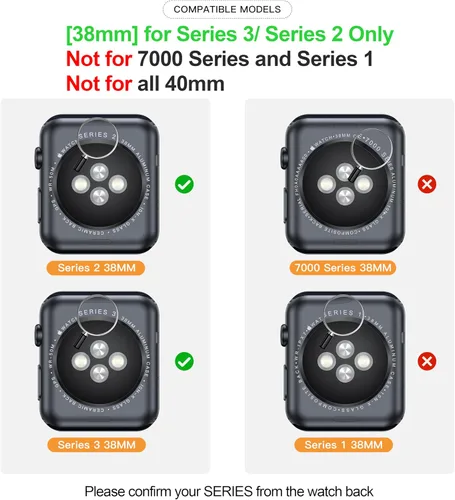 Vista 2 de Misxi Juego de 2 Fundas de Vidrio Templado Compatibles con Apple Watch Series 3 y Series 2 de 1.496 Pulgadas, Protector de Pantalla de Policarbonato