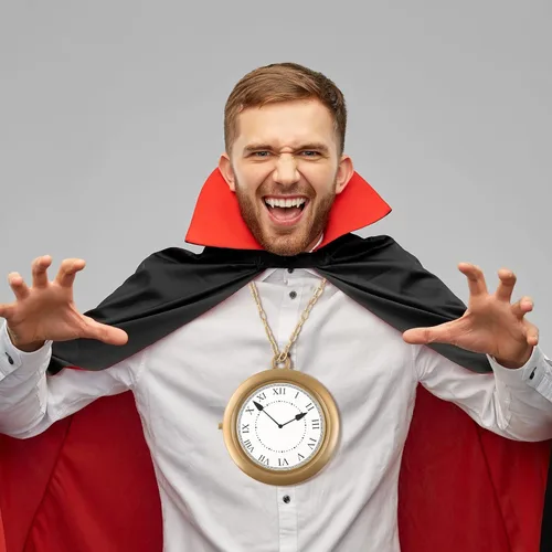 Vista 6 de Yeetec 1 collar de reloj de conejo blanco, reloj de rapero de hip-hop, collar de reloj de rapero para Halloween, accesorios de disfraz de conejo