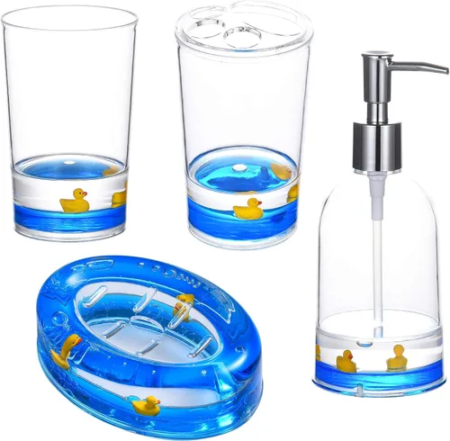 Vista 7 de Locco Decor Acrílico líquido 3D movimiento flotante baño cocina tocador accesorio jabón loción dispensador océano dibujos animados animal tema pato