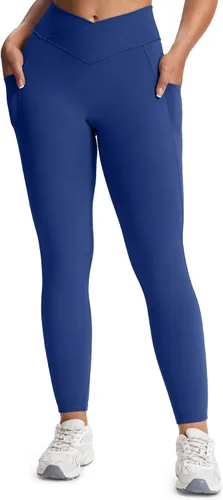 Vista 62 de Aoxjox Trinity - Pantalones de yoga de cintura alta con bolsillos para mujer, control de abdomen, cintura cruzada, leggings de entrenamiento suaves