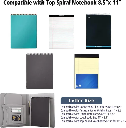 Vista 5 de OOKU Organizador de cartera de bloc de notas de piel sintética, compatible con Rocketbook Flip Executive Size Executive, funda para cuaderno