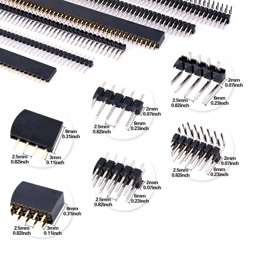 Vista 3 de Glarks Kit surtido de conectores de clavijas macho y hembra de 0.094 pulgadas, 100 protectores apilables y 12 cabezales de placa PCB separables