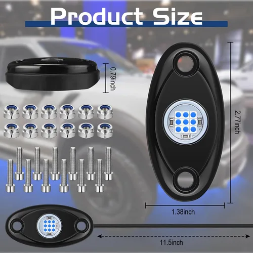 Vista 4 de 12 Cápsulas Luces LED Rock para Automóvil SUV Luces Underglow Impermeables Neón Trail Rig Lámpara Iluminación para Camión Motocicleta Barco ATV UTV