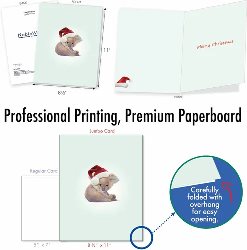 Vista 3 de The Best Card Company - Tarjeta de Navidad de animales grandes para niños (8.5 x 11 pulgadas) - Adorable tarjeta de notas de vacaciones grupales