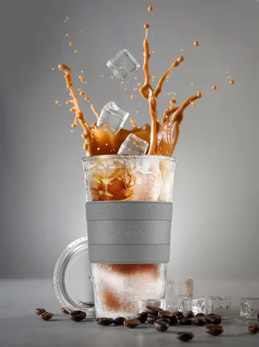 Vista 3 de GALVANOX Taza de café helado congelable con tapa y pajita, vaso térmico reutilizable con funda de agarre (16 onzas)