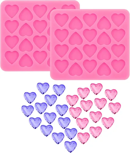 Vista 7 de 2 moldes de silicona de resina de corazón de 20 cavidades mini corazones de resina epoxi molde de fundición para joyería y colgantes, bricolaje