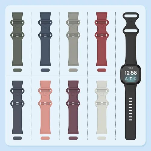 Vista 6 de Paquete de 2 bandas impermeables compatibles con Fitbit Versa 3/Fitbit Versa 4/Fitbit Sense/Sense 2, pulseras deportivas clásicas de repuesto suaves