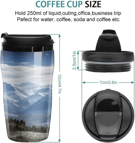 Vista 2 de Mountain View Coffee Cup Hot Coffee Travel Mug Reusable Iced Coffee Cups Double Heat Insulation Coffee Mug with Leak-Proof Lid Stylish Travel Cup