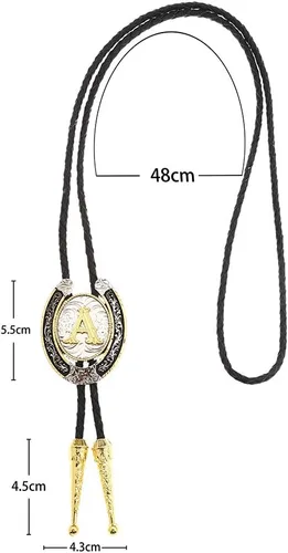Vista 7 de Corbata Bolo para hombre, letra inicial dorada ABCDMJR a Z Western Cowboy para mujer