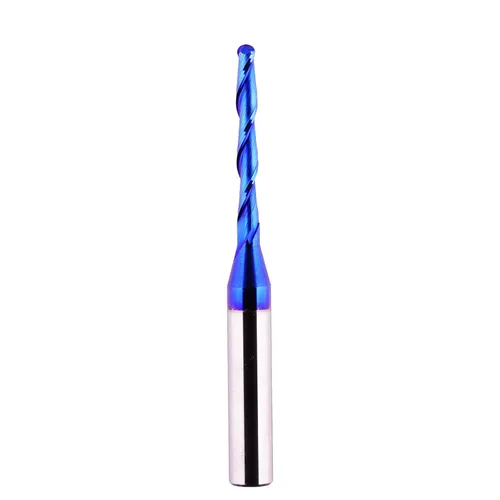 Vista 11 de Brocas de fresadora CNC de vástago de 1/4 pulgadas de carburo con punta de bola con revestimiento nano azul para fresado lateral, fresado