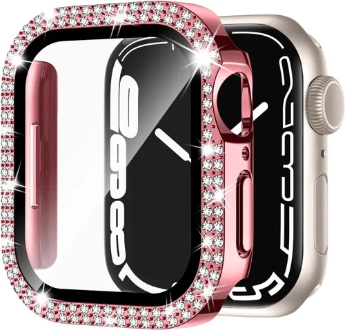 Vista 17 de Adepoy Funda para Apple Watch de 38 mm Serie 3/2/1 con protector de pantalla de vidrio templado, doble Bling Case Crystal Diamonds Bumper Total Hard