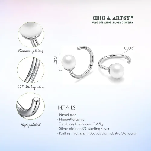 Vista 5 de Aretes de medio aro, aretes de aro pequeños de plata de ley 925 de bola, barra, estrella, luna, corazón, cruz, punto, triángulo, aretes
