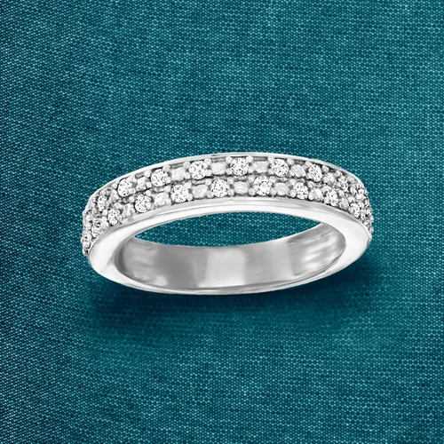 Vista 4 de Ross-Simons 0.25 ct. t.w. Diamond 2-Row Ring in Sterling Silver