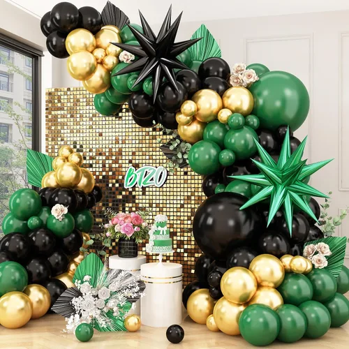 Vista 20 de Kit de arco de globos azul marino y negro, guirnalda de globos con globos de papel de aluminio metálico plateado blanco oscuro globos de látex