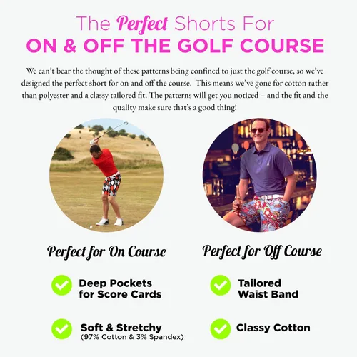 Vista 5 de Royal & Awesome Pantalones cortos de golf para hombre, pantalones cortos de golf locos para hombres, pantalones cortos a cuadros para hombre