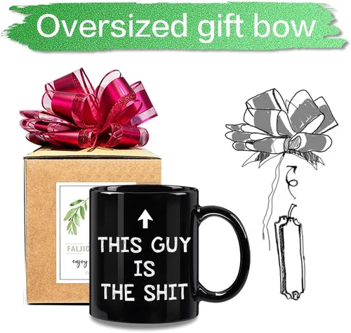 Vista 4 de FALJIOK Taza de café divertida con texto en inglés "This Guy Is the Shi*", regalo novedoso para papá, marido, hijo, hermano, novio, compañero