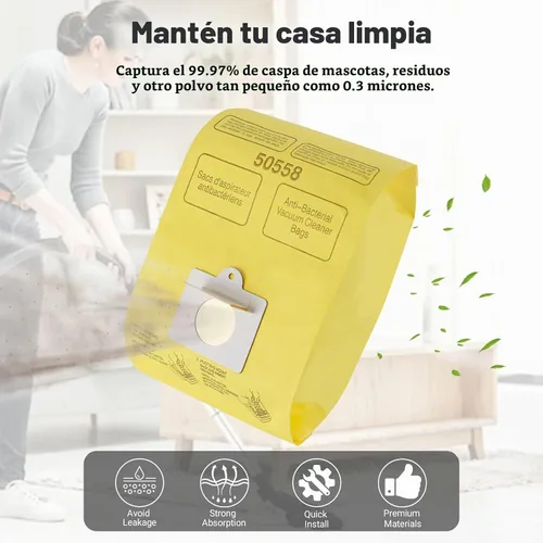 Vista 2 de Bolsas para aspiradora Kenmore Canister Tipo C/Q 50555 50557 50558 y Tipo C-5, 10 unidades de Improvedhand