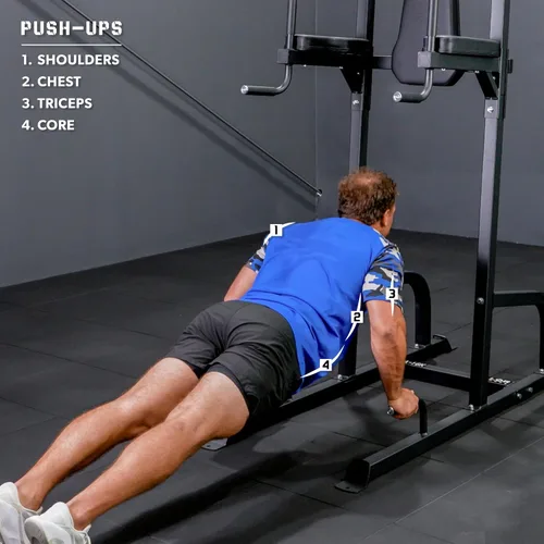 Vista 7 de Valor Fitness Power Tower Pull Up Bar & Dip Station for Home Gym Strength