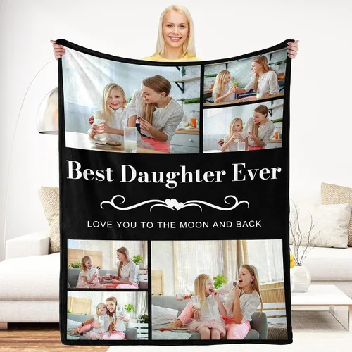 Vista 8 de Regalos de Beat Mom Ever, mantas personalizadas con fotos, mantas personalizadas con imagen para mamá de hija, hijo, a mi mamá, amante o esposa
