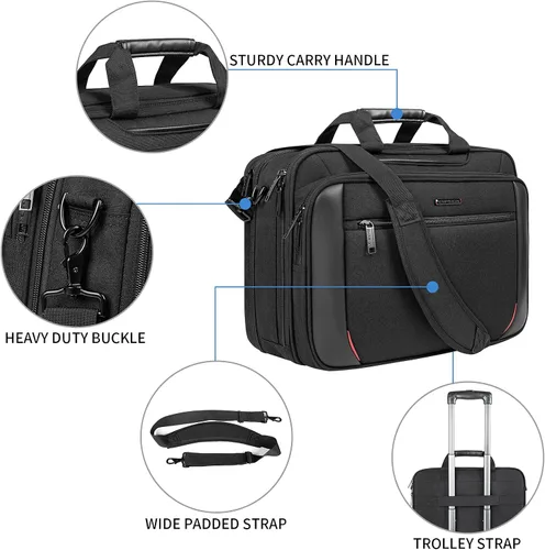 Vista 6 de EMPSIGN Maletín para portátil de 17,3" y bolsa con ruedas con bolsillos RFID para trabajo de negocios