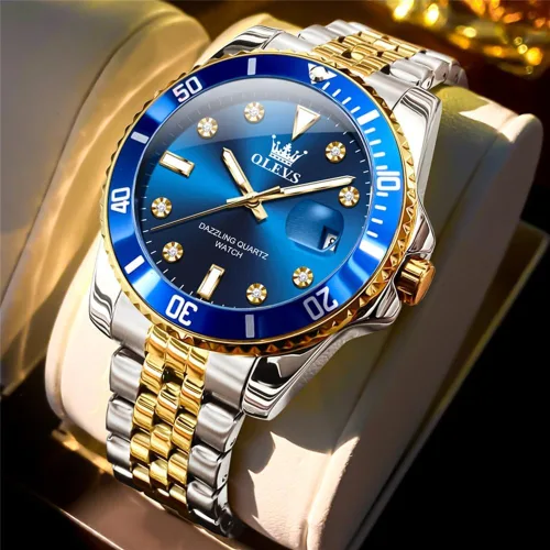 Vista 2 de OLEVS Relojes para Hombre de Acero Inoxidable Elegantes de Cara Grande Impermeables de Lujo con Fecha para Hombre de Pulsera con Cara Casual