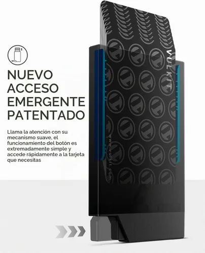 Vista 4 de VULKIT Tarjetero desplegable minimalista para tarjetas de crédito, bloqueo RFID, funda delgada de metal para hombres o mujeres (negro)
