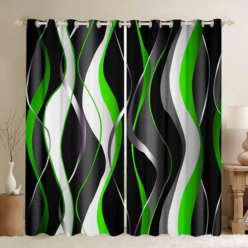 Vista 32 de Feelyou Cortinas de videojuegos negro y gris para niños, dormitorio, música, audífonos, notas, cortinas de ventana, para niños, adolescentes