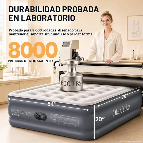 Vista 4 de OlarHike Full Air Mattress Built-in Pump，20" Air Bed for Home,600LBS Comfort Height 20" Gris