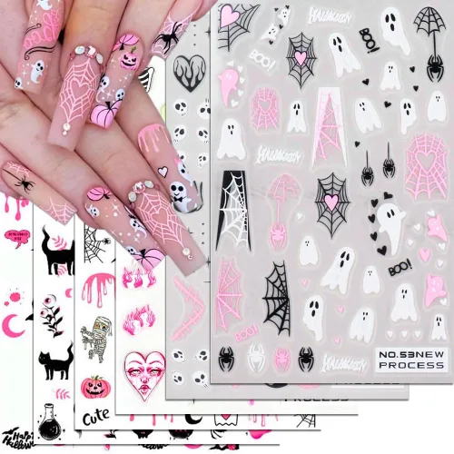 Vista 12 de Calcomanías de uñas con letras, 8 hojas de calcomanías de uñas con letras en inglés antiguo, 3D, autoadhesivas, doradas, plateadas, negras, blancas