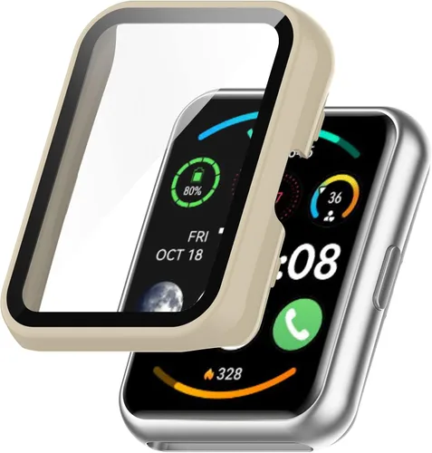 Vista 6 de [Paquete de 6] Funda compatible con Huawei Watch FIT 2, funda con protector de pantalla [vidrio templado] Funda protectora de policarbonato duro
