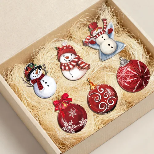 Vista 6 de Horaldaily 36 adornos colgantes de madera para fiestas de Navidad, gnomo, muñeco de nieve, camión, decoración colgante para Navidad, Navidad