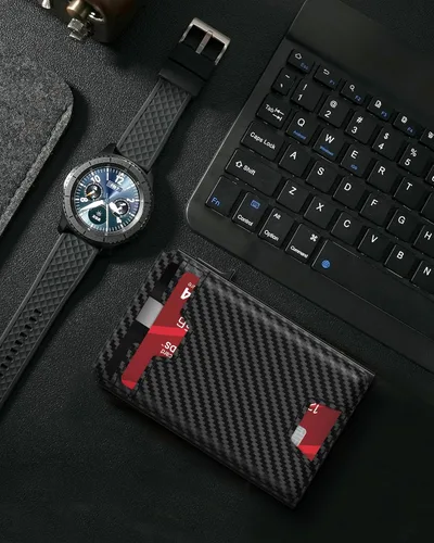 Vista 9 de typecase Cartera inteligente para hombre, Negro fibra de carbono