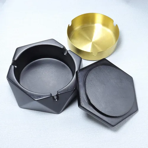 Vista 4 de Cenicero de hormigón para cigarrillos con tapa a prueba de viento, cenicero de cemento para uso en interiores o exteriores, bonita bandeja de ceniza