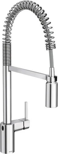 Vista 31 de Moen Align 5923BLS Grifo de cocina desplegable con resorte de una sola manija de acero inoxidable con aerosol desplegable y Power Boost, grifo