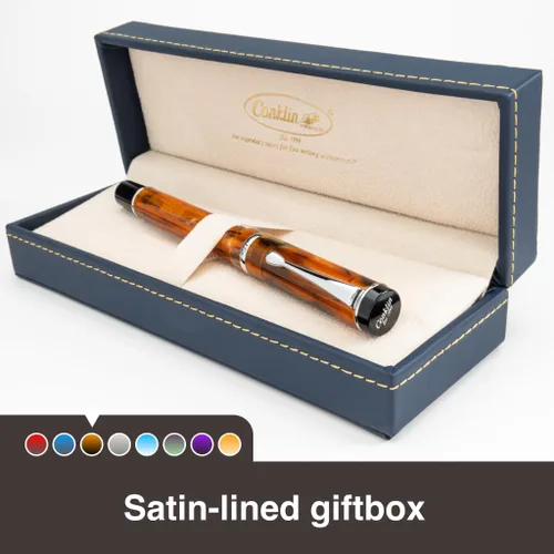 Vista 5 de Conklin Duragraph - Pluma estilográfica ámbar, punta media de oro macizo de 14 quilates, elegante herramienta de escritura con acabado ámbar cálido
