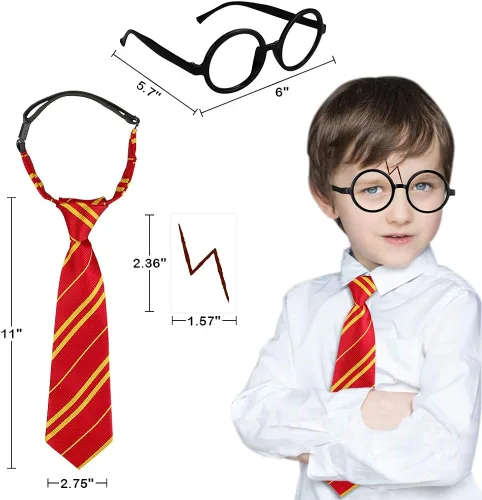 Vista 2 de UTOPP Marco de lentes sin lentes a rayas, tatuajes de relámpago, gafas de mago para Halloween, escuela, Halloween, mago para jugar, cumpleaños