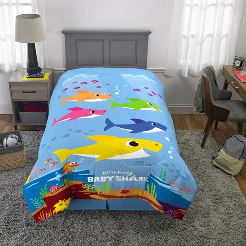Vista 5 de Franco Kids Bedding Super Soft Microfiber Reversible Comforter, Twin/Full, Baby Shark