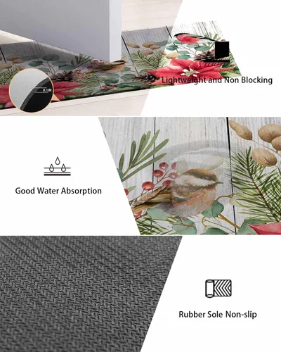Vista 8 de Tapete de baño de Navidad para bañera, antideslizante, de secado rápido y absorbente, tierra de diatomeas, cocina, ducha, fregadero, lavable, tapete