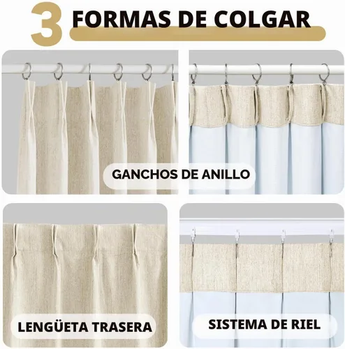 Vista 6 de H.VERSAILTEX Cortinas opacas plisadas completas de lino con mezcla de felpilla de 84 pulgadas, 2 paneles para dormitorio, aislamiento térmico