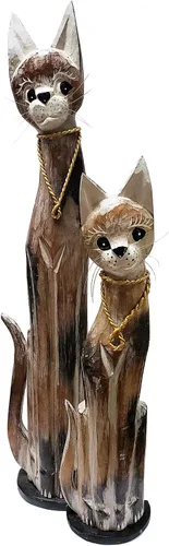 Vista 21 de Gatos de madera surtidos con diferentes patrones (Calico, pequeño y mediano: 24 y 32 pulgadas)