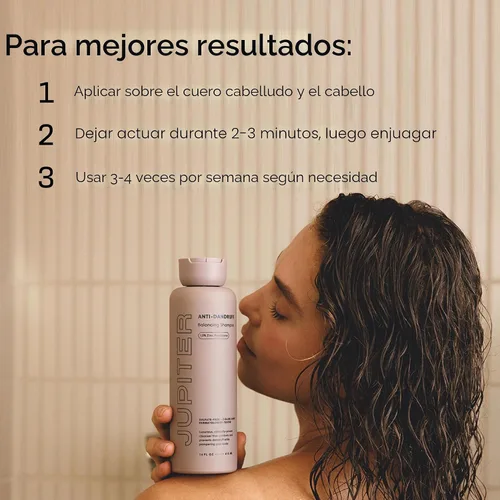 Vista 5 de Jupiter Champú Anticaspa - Champú para hombres y mujeres para cuero cabelludo escamoso, con picazón, graso y seco - Nutre el cuero cabelludo