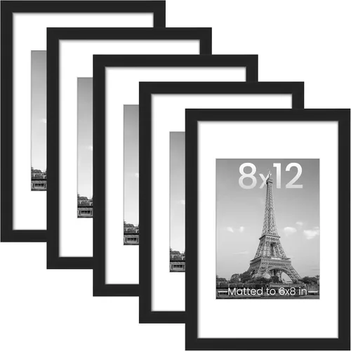 Vista 45 de upsimples Portarretratos de 8 x 8 pulgadas, marcos de pared para galería, juego de 5, color negro