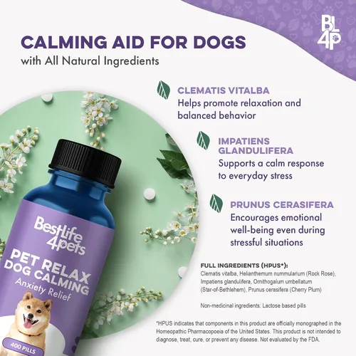 Vista 7 de Pet Relax - Alivio de la ansiedad calmante para perros, relajantes de larga duración para aliviar el estrés, solución natural para la ansiedad por