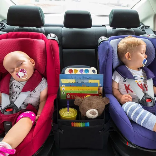 Vista 4 de CASHINE Organizador plegable para asiento de automóvil, caja de almacenamiento de tela Oxford para asiento trasero, organizador de asiento delantero