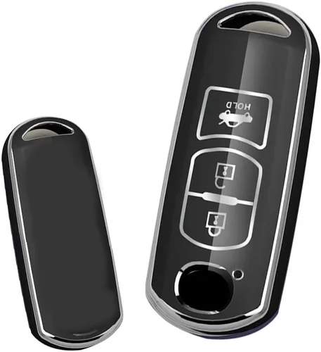 Vista 3 de ontto Funda para llave inteligente compatible con Mazda de 3 botones para Mazda 2, 3, 5, 6, 8, CX3, CX5, CX7, CX9, MX5, protector de llave de Negro