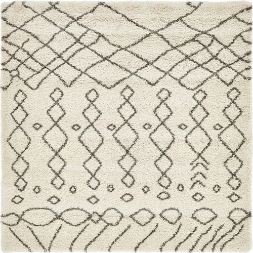 Vista 9 de Unique Loom Rabat Shag Collection - Alfombra geométrica (2 pies x 4 pies 1 pulgada, marfil puro/gris)