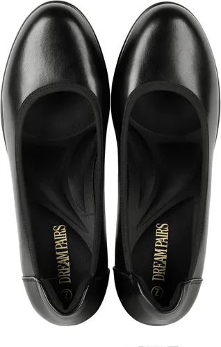 Vista 5 de DREAM PAIRS Zapatos de tacón bajo con punta cerrada y gruesos para mujer, zapatos de trabajo cómodos con punta redonda para vestido de boda